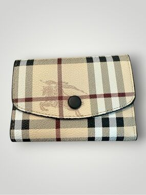Source Unknown Tan and Black Plaid Compact PU leather Wallet